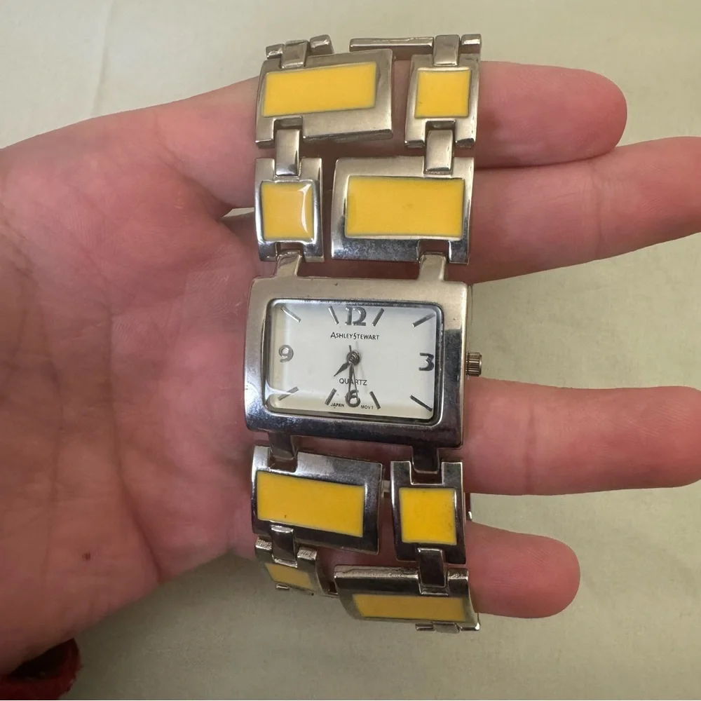 Ashley Stewart‎ Silver and Yellow Watch